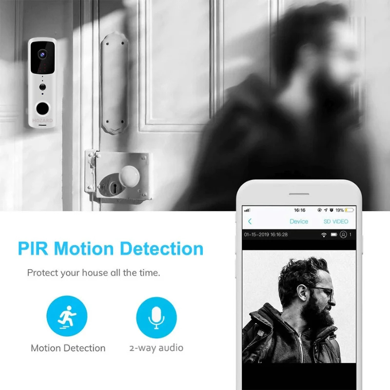 Timbre con cámara y DingDong - Timbre inalámbrico con video - 5200 mAh - Blanco