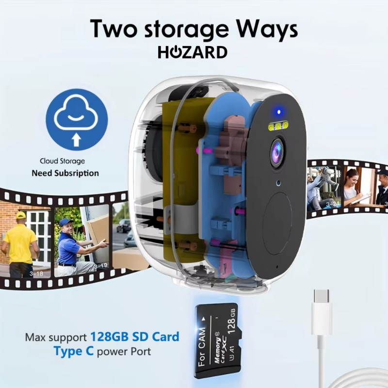 Batería 2K Cámara de Vigilancia WiFi & iP65 - 5000mAh - Incluye Tarjeta SD de 32 GB – A T/M D