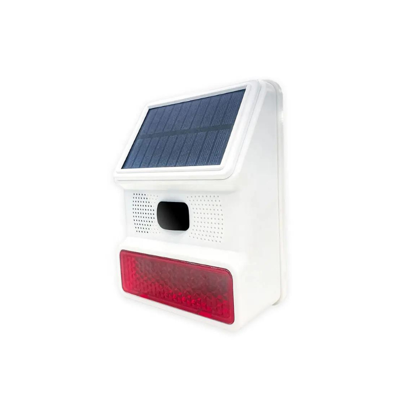 Sirena exterior inalámbrica – 100 dB – Panel solar – Paquete A a D