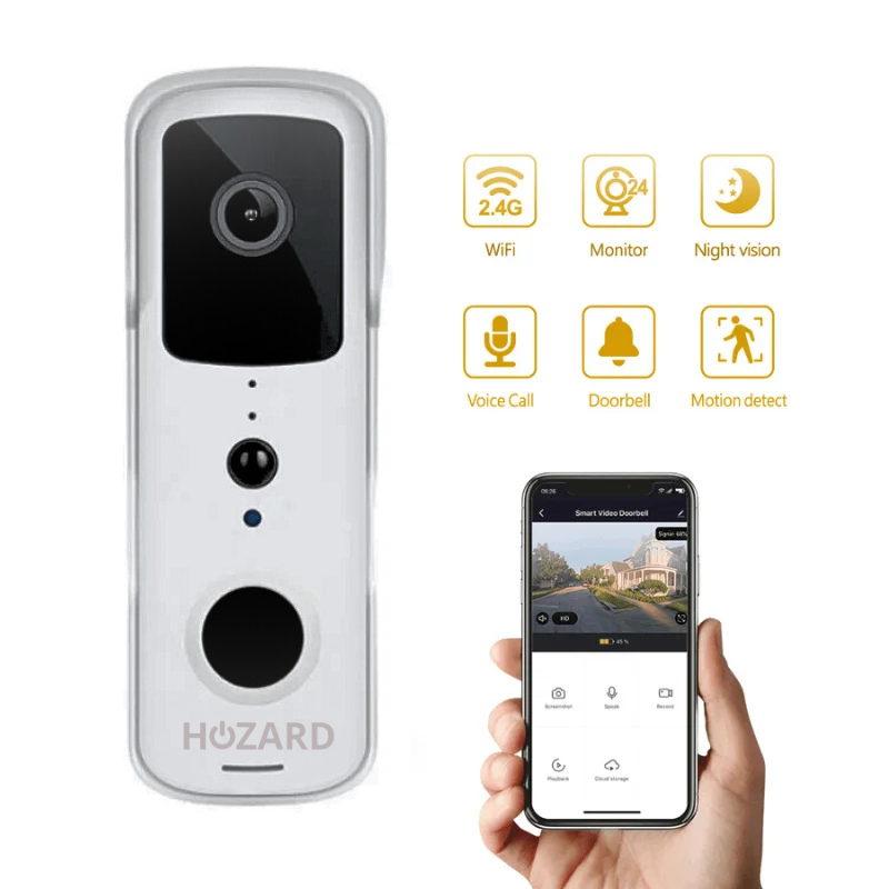 Timbre con cámara y DingDong - Timbre inalámbrico con video - 5200 mAh - Negro
