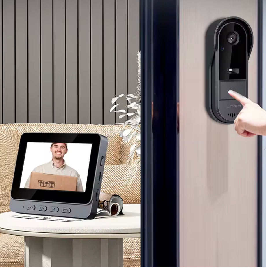 Timbre con cámara – Timbre de video – WiFi Pantalla IPS de 4,3 pulgadas – Batería de 1000mAh