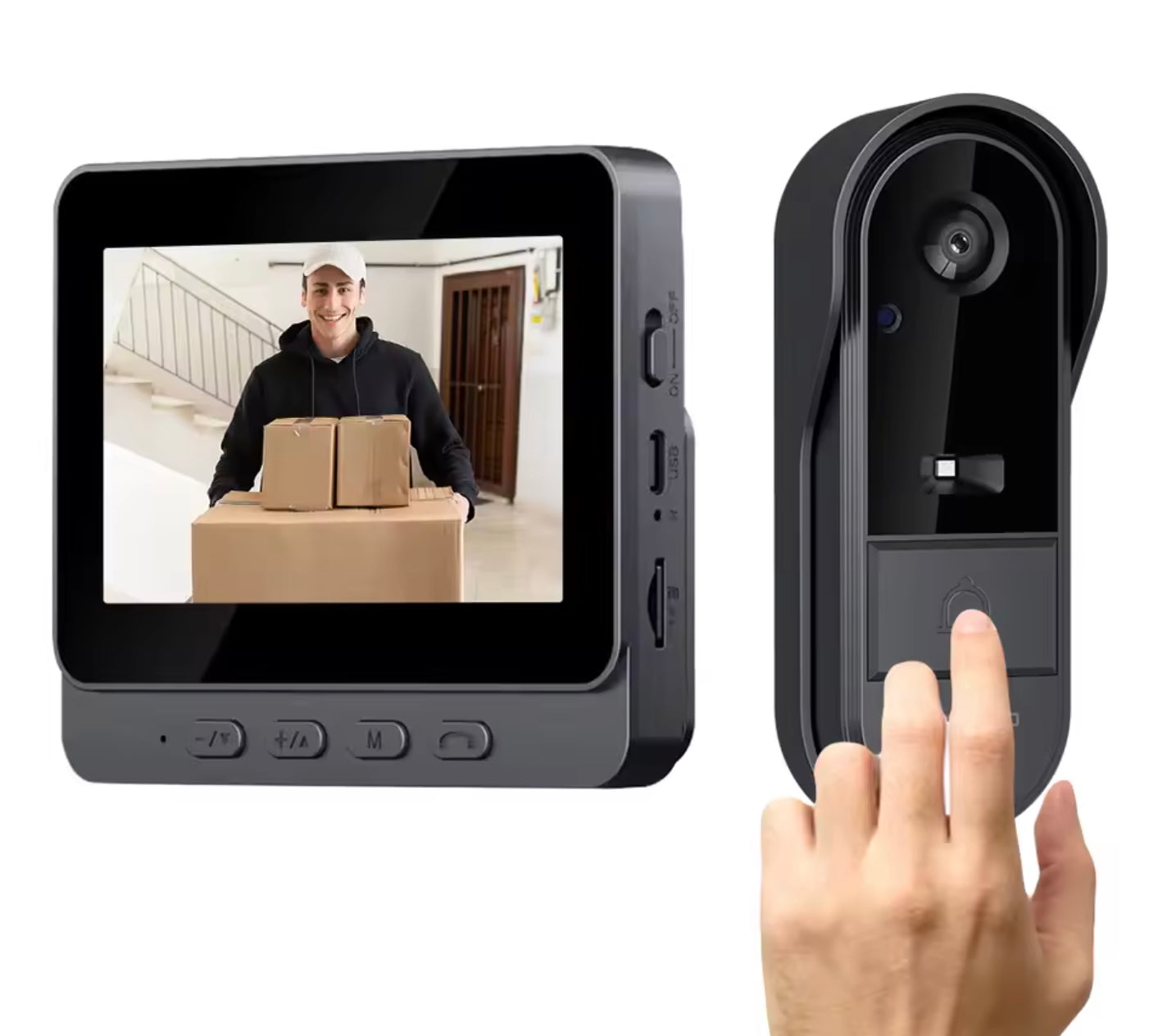 Timbre con cámara – Timbre de video – WiFi Pantalla IPS de 4,3 pulgadas – Batería de 1000mAh